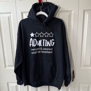 Adulting 1 Star Overrated & Overpriced Hoodie Womens size XL Funny Comical